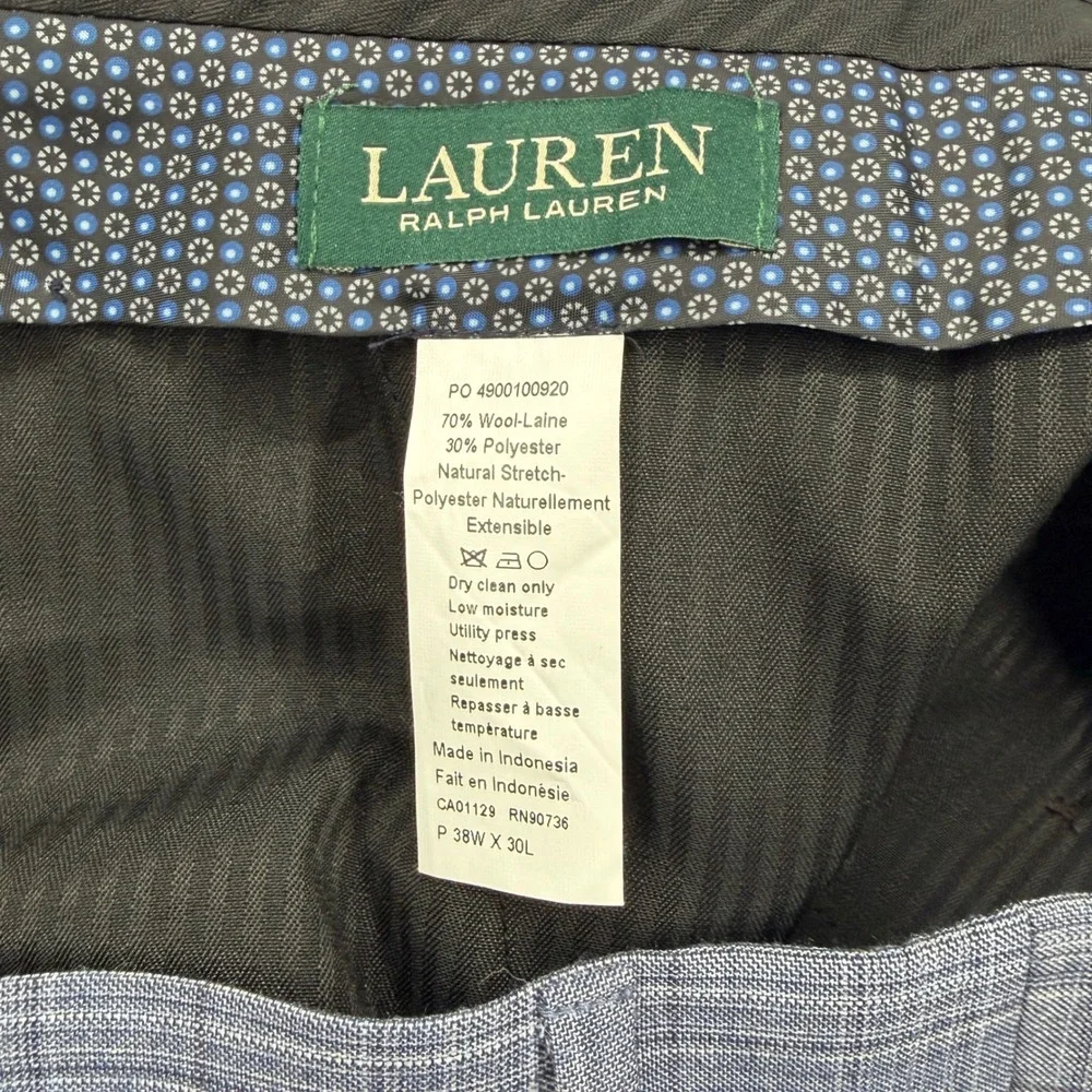 Lauren Ralph Lauren‎ Mens Blue Glen Plaid Wool Blend Dress Pants 38x30 Slacks